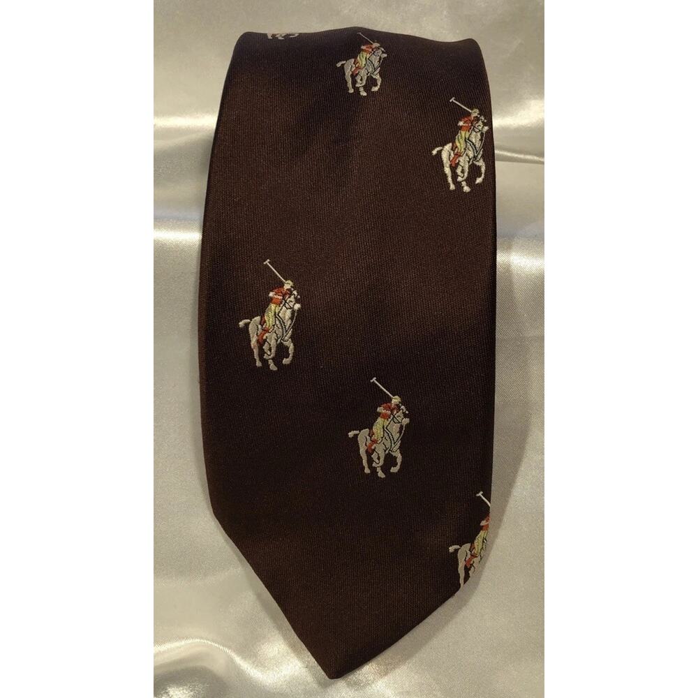 Necktie JCPenney Polo Player Horse Equestrian Brown